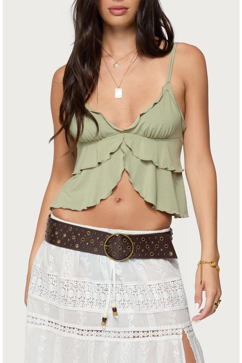 Kailan Ruffle Babydoll Camisole, Main, color, SAGE
