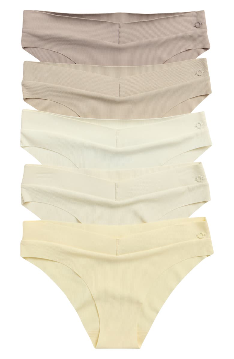 Danskin 5-Pack Microfiber Bikinis, Main, color, Honey Dew/ Chartreuse Glow