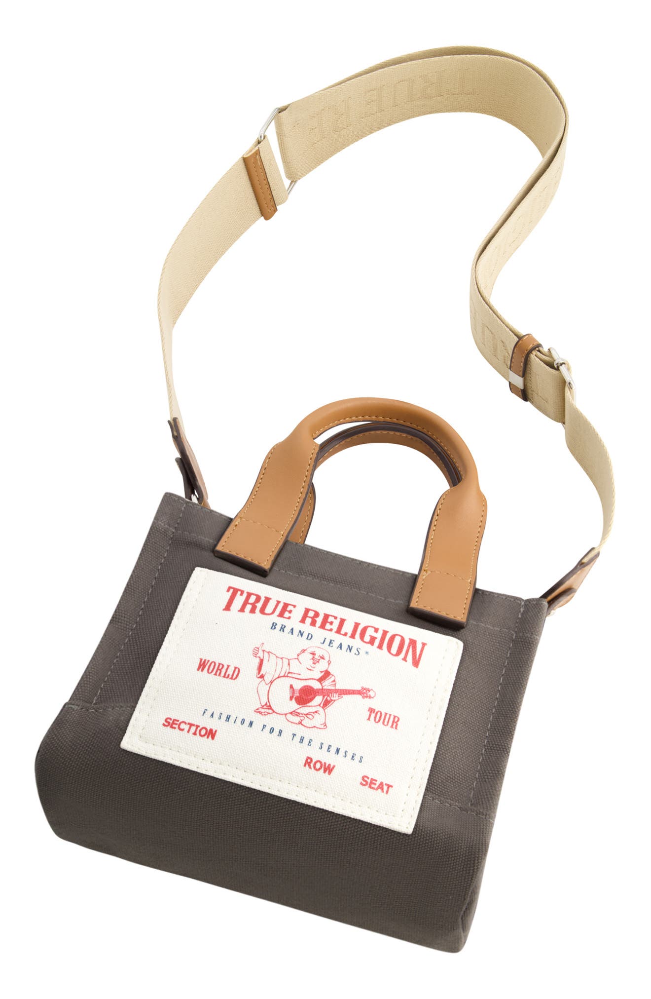 True Religion Twill Mini Tote Bag, Alternate, color, Grey