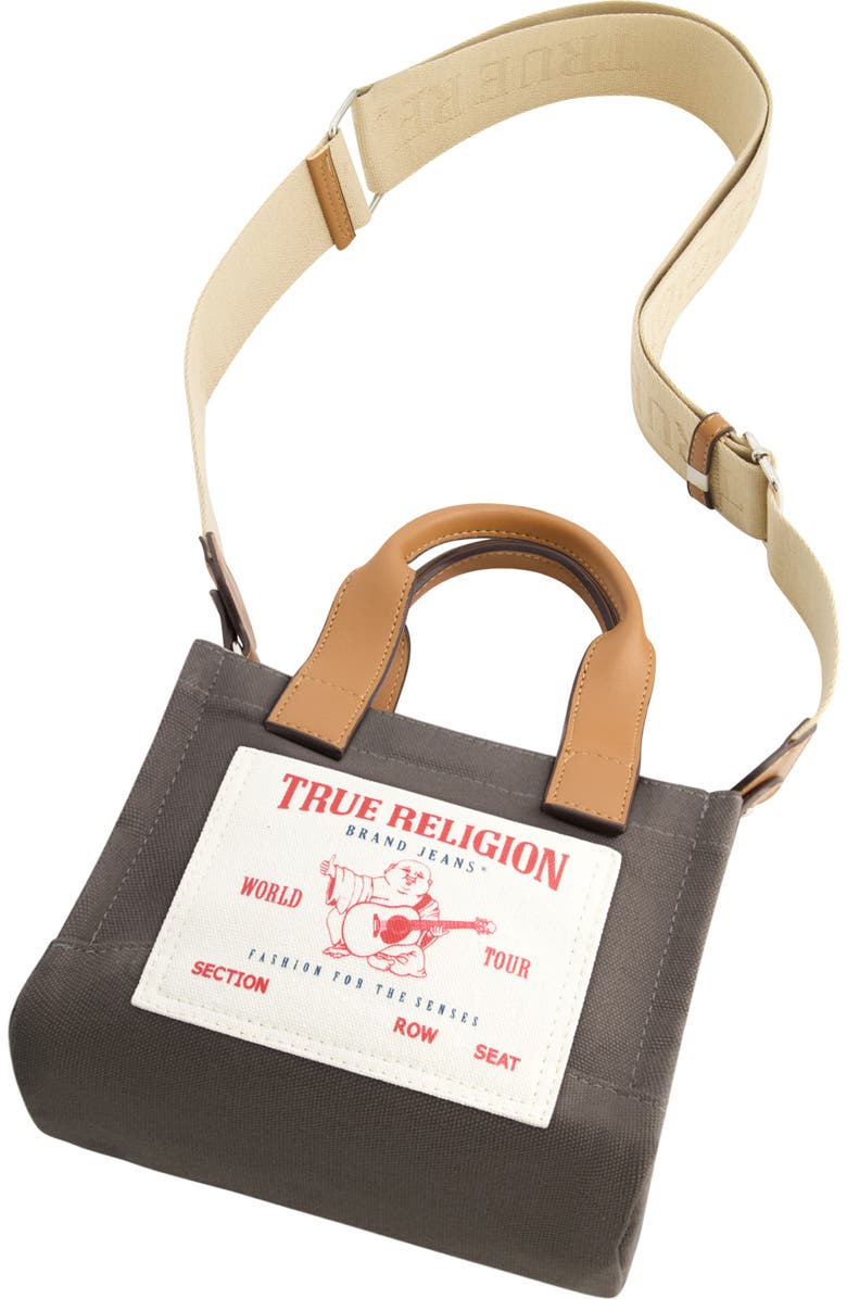 True Religion Twill Mini Tote Bag, Alternate, color, Grey