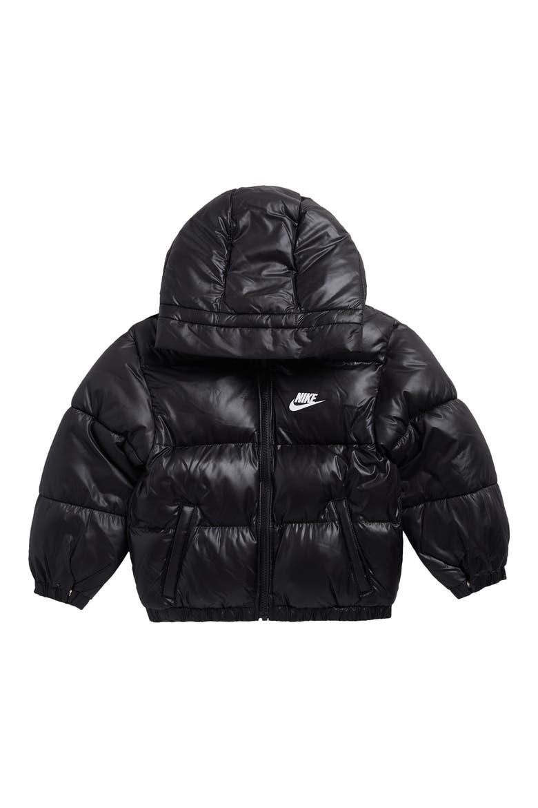 Kids' Hooded Puffer Jacket, Main, color, BLACK