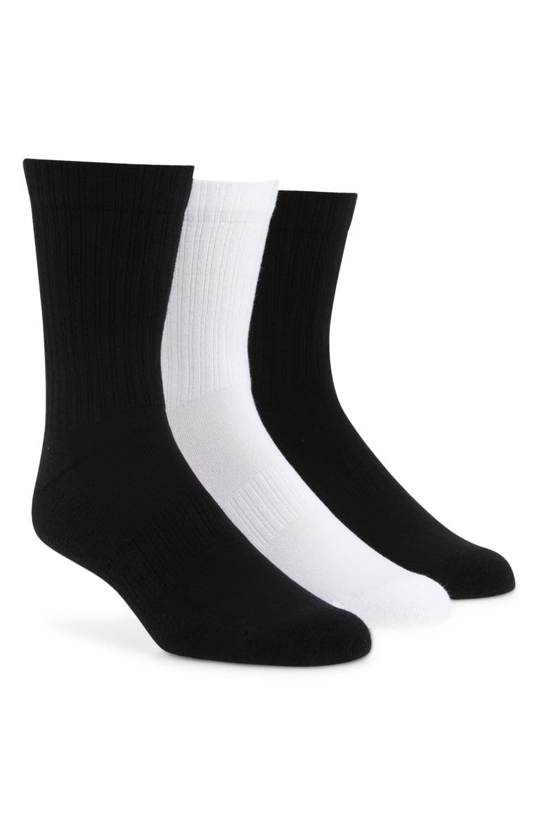 BOSS 3-Pack Ribbed Crew Socks, Main, color, Black Multi