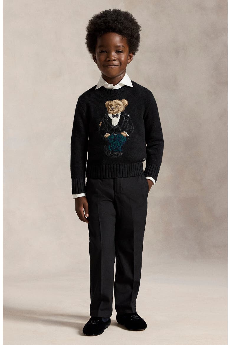Kids' Polo Bear Cotton Sweater, Alternate, color, POLO BLACK
