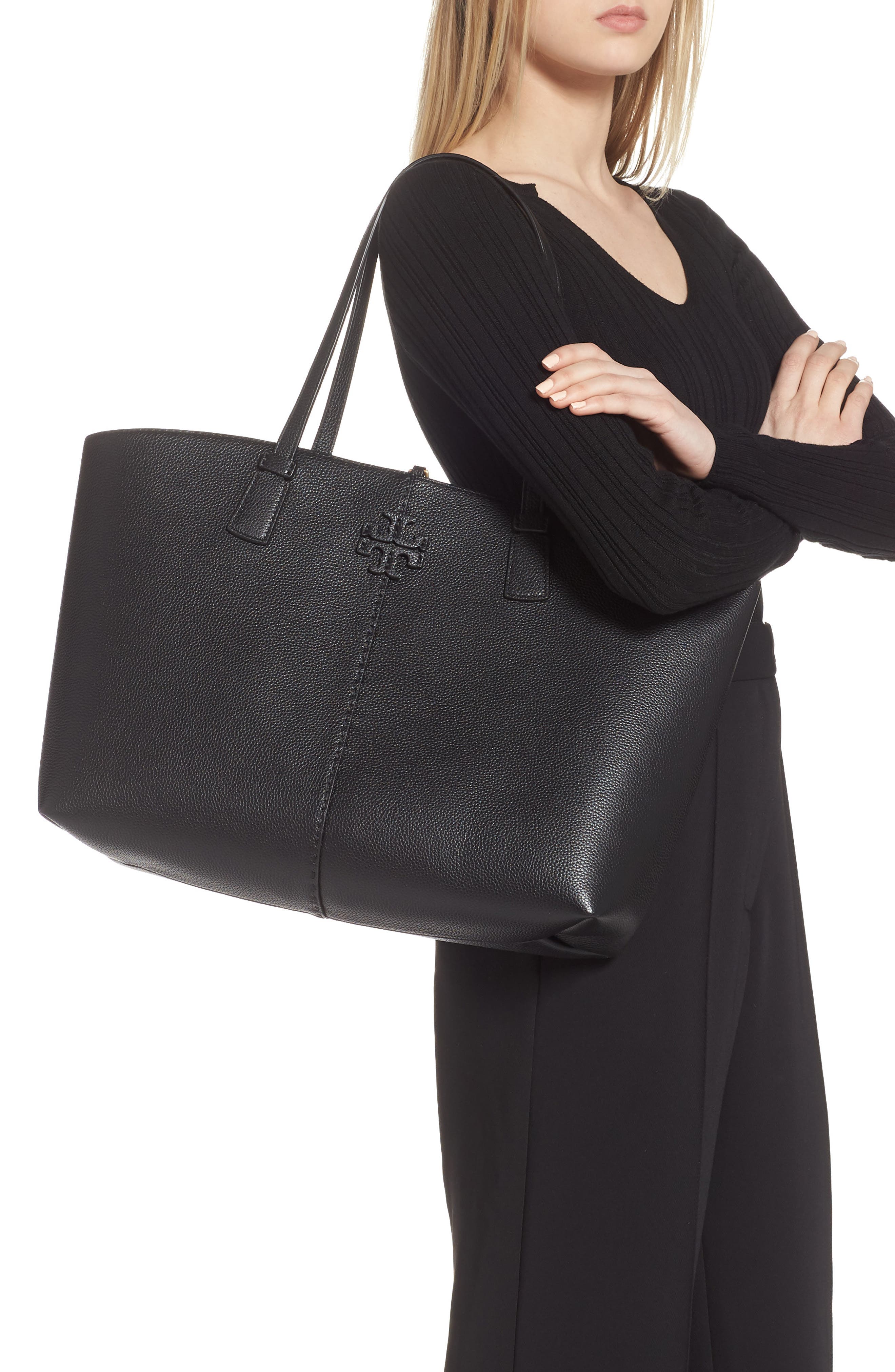 Tory Burch McGraw Leather Tote, Alternate, color, 