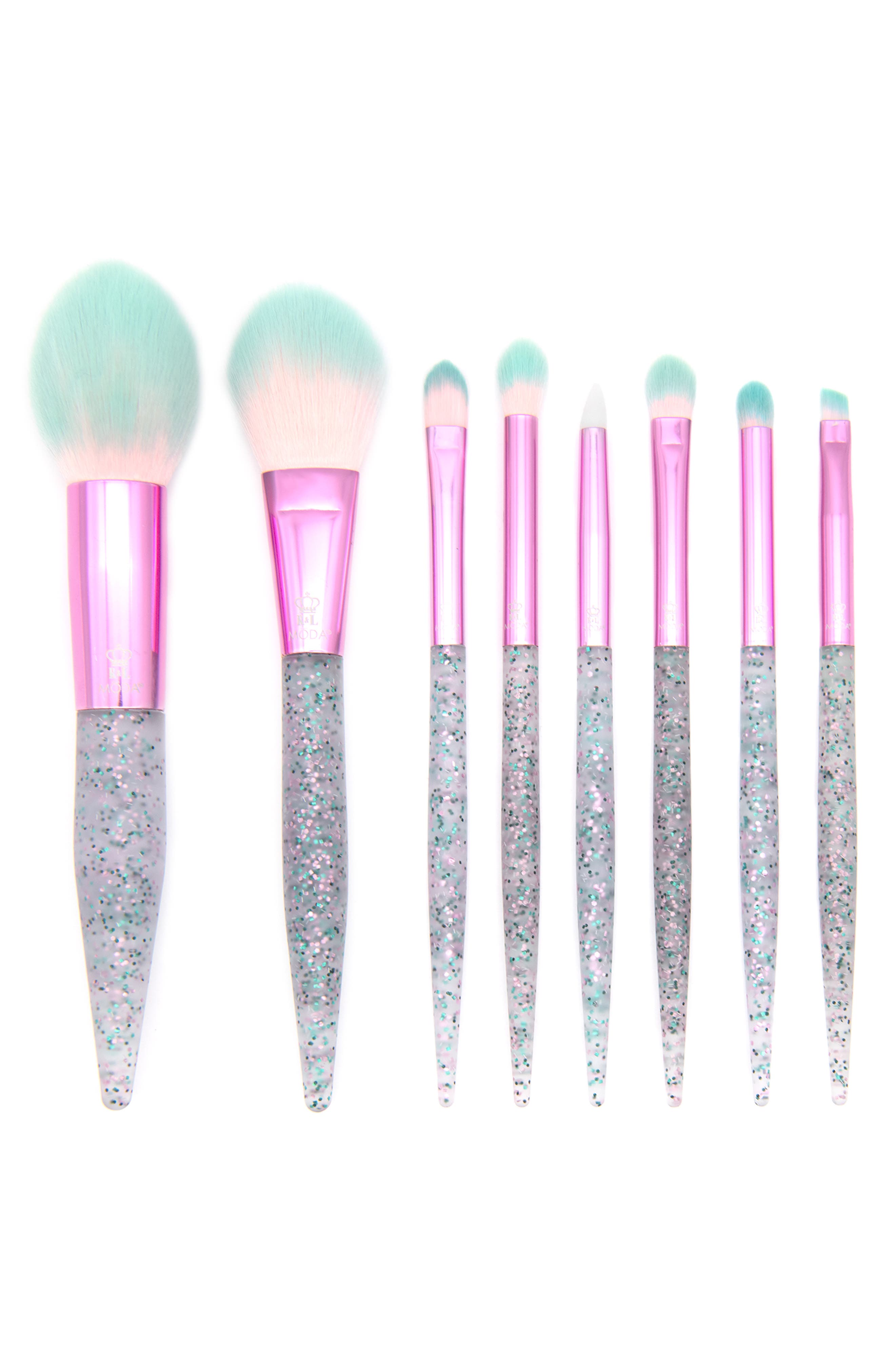 MODA Assorted 8-Piece Pink Glitter Bomb Brush Set
