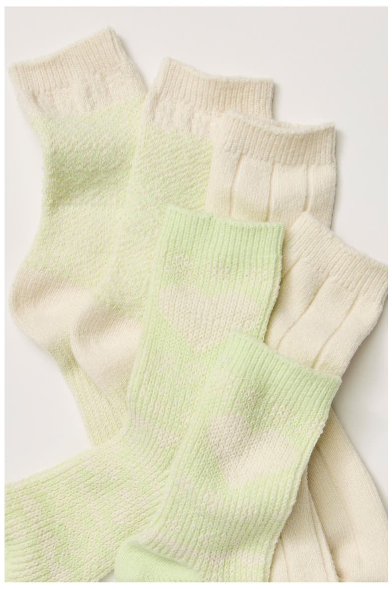 3-Pack Nordic Knit Socks, Alternate, color, LIME CREAM