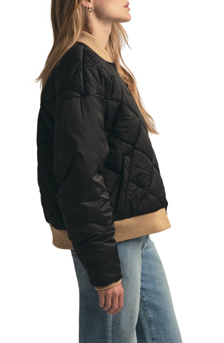 Favorite Daughter The Favorite Quilted Bomber Jacket, Alternate, color, Black/ Beige
