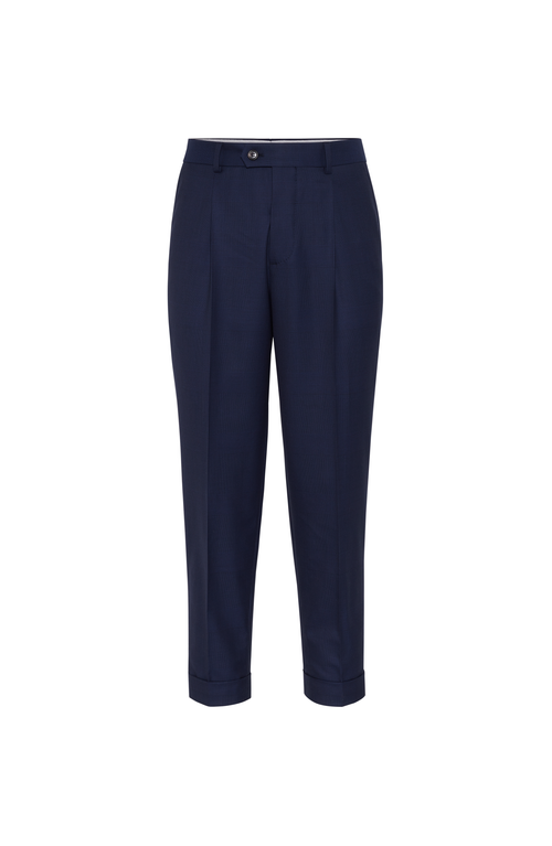 Brunello Cucinelli Prince Of Wales Trousers In Blue