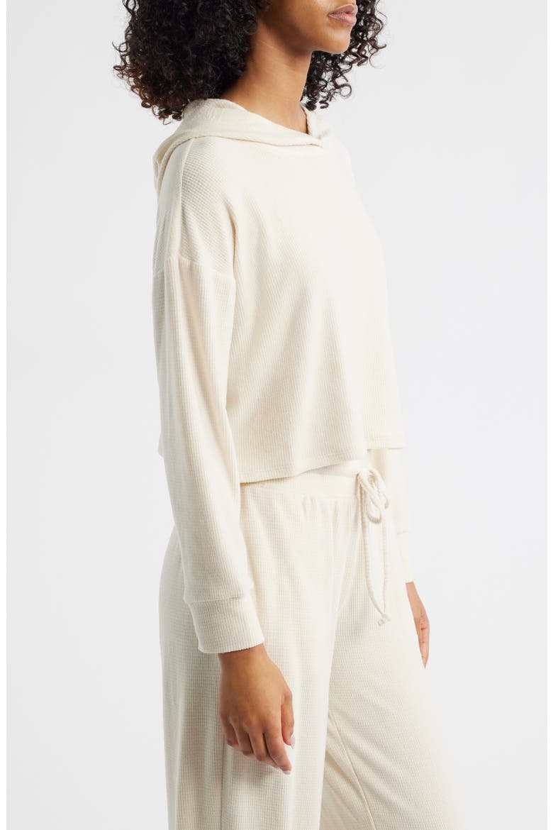 Buttercream Lily Lounge Crop Thermal Hoodie, Alternate, color, BUTTERCREAM