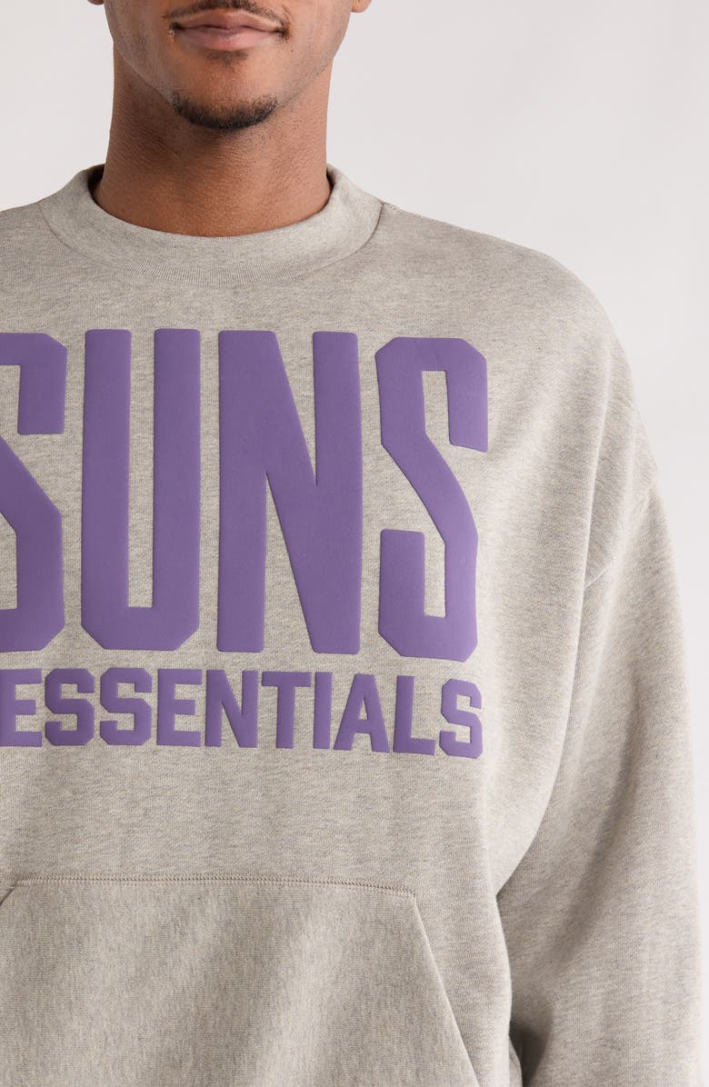Fear of God Essentials x NBA Suns Sport Fit Crewneck Sweatshirt, Alternate, color, Warm Heather