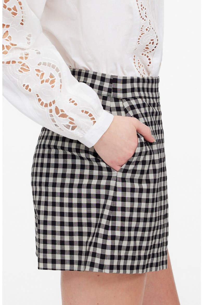 Gingham Miniskort, Alternate, color, TRUE BLACK