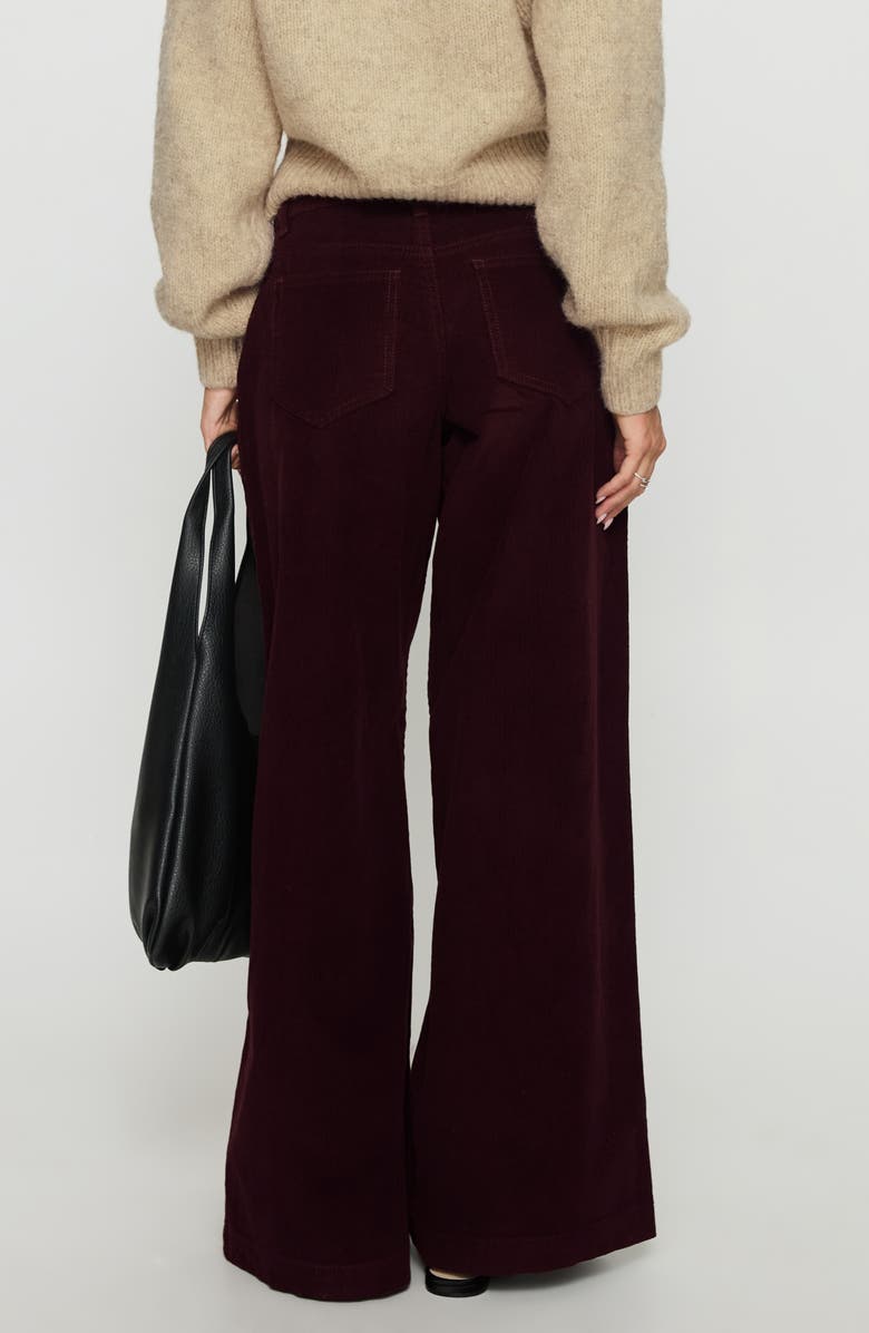 Princess Polly Jacynda Low Rise Wide Leg Corduroy Pants, Alternate, color, Currant