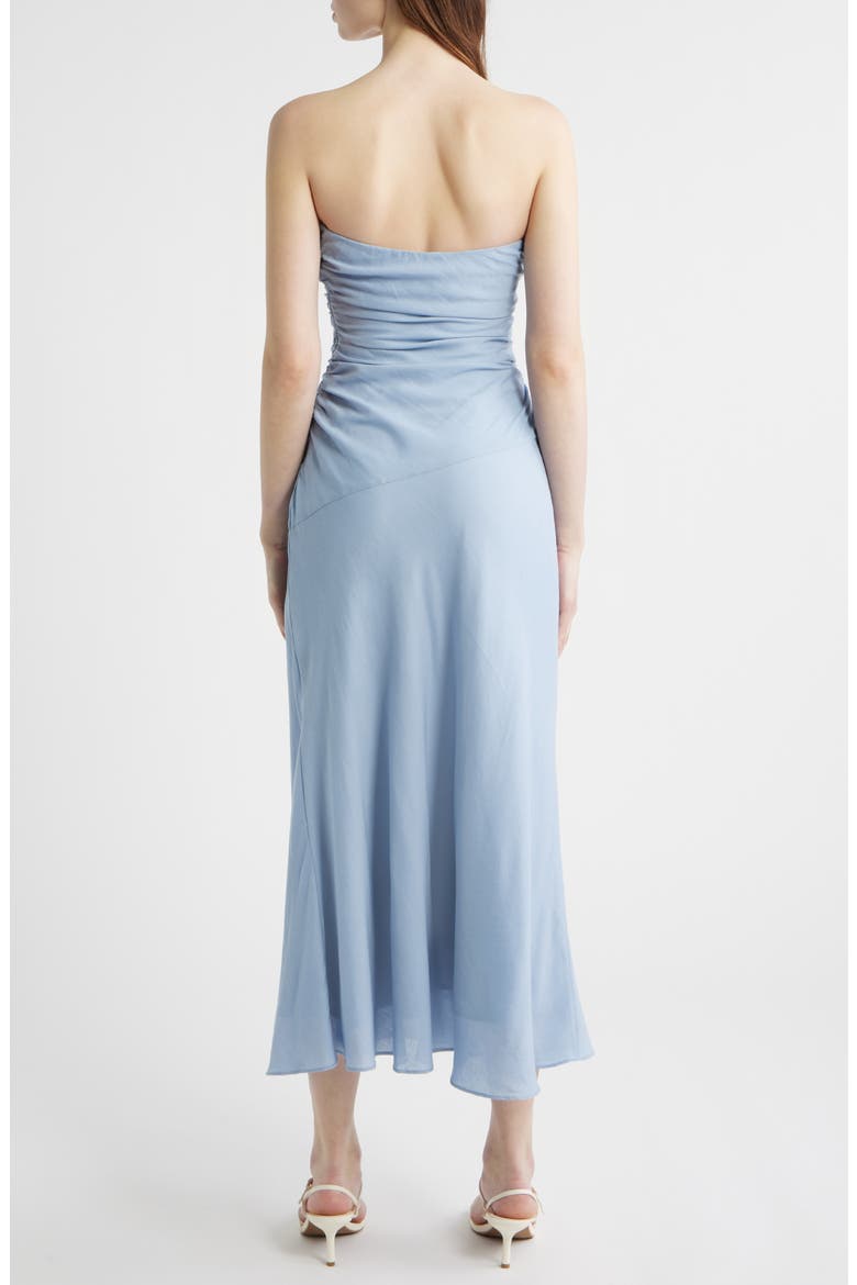 Caricia Strapless Side Ruched Midi Dress, Alternate, color, SLATE BLUE