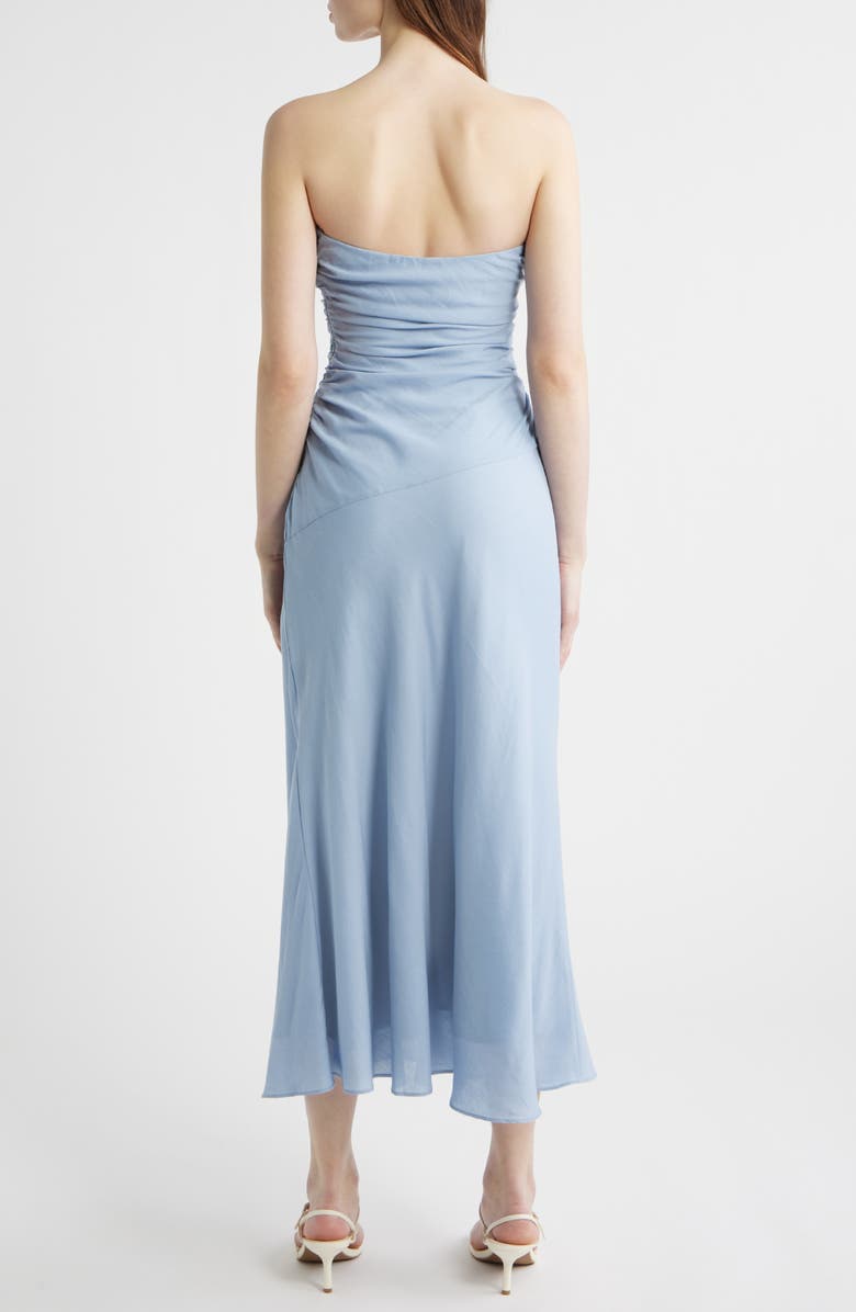 Nia Caricia Strapless Side Ruched Midi Dress, Alternate, color, Slate Blue