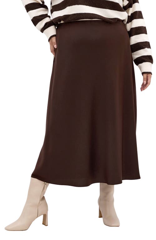 City Chic Miranda Midi Skirt In Brown