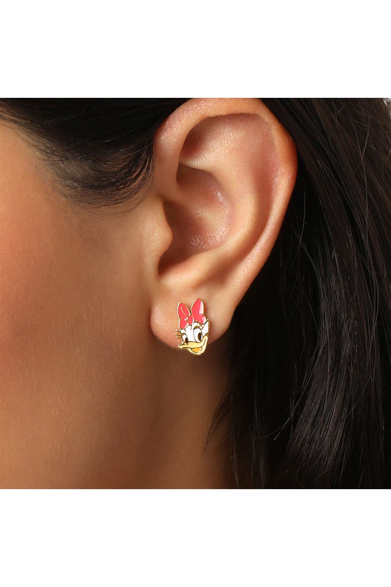 Daisy and Donald Duck Mismatched Small Stud Earrings Official License, Alternate, color, Metallic Gold