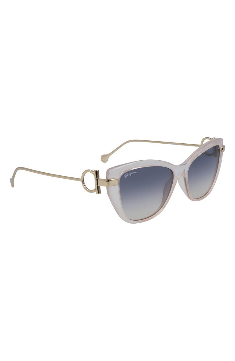 FERRAGAMO 55mm Cat Eye Sunglasses, Alternate, color, Nude