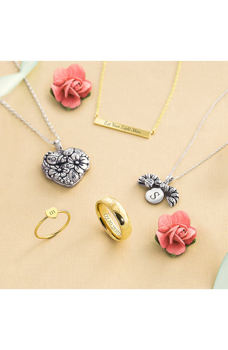 BLING JEWELRY Rhodium Plated Sterling Silver Floral Ladybug Heart Locket Necklace, Alternate, color,