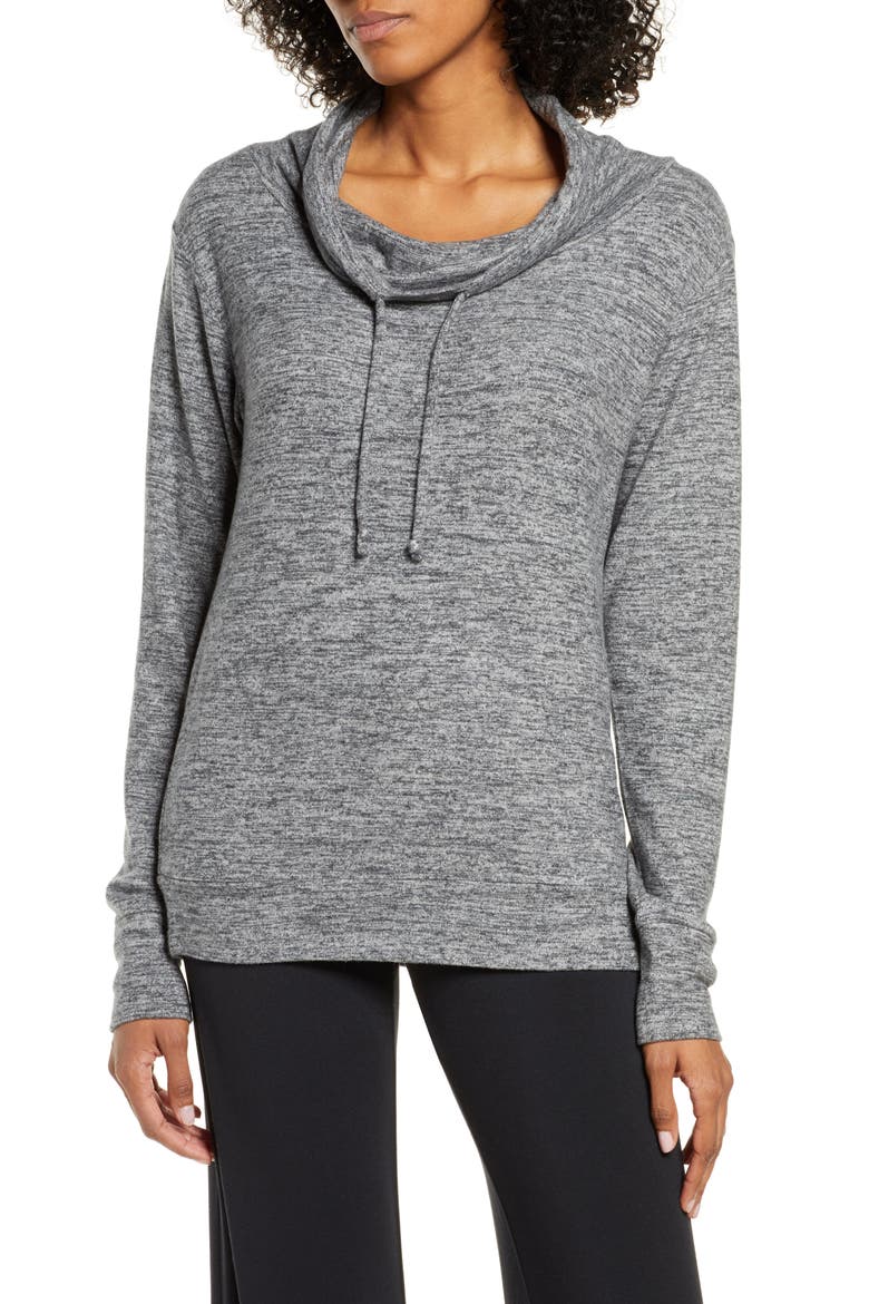Funnel Neck Top, Main, color, DARK GREY HEATHER