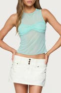 EDIKTED Erica Gathered Overlay Sheer Tank Top
