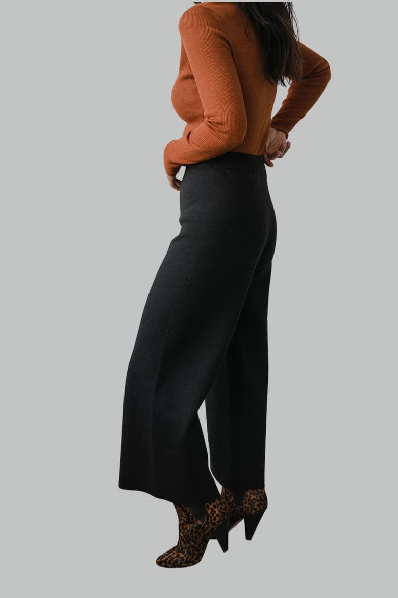Wide Leg Trousers, Alternate, color, BLACK