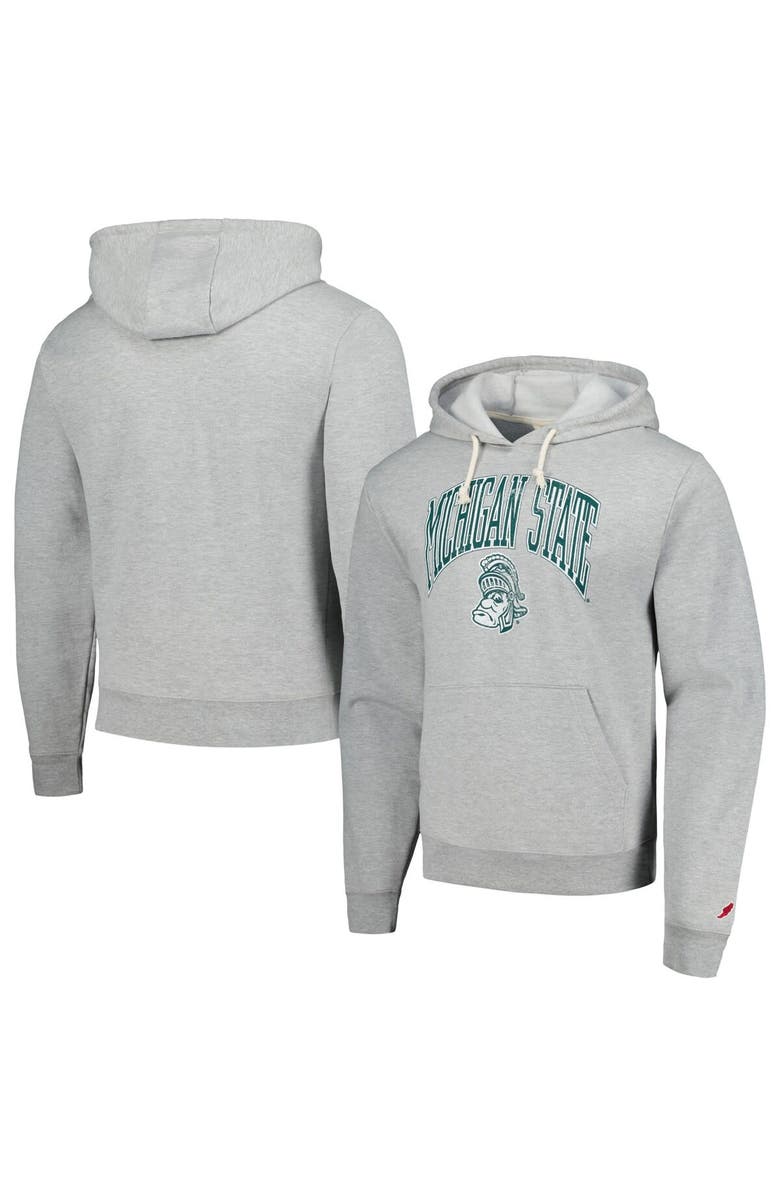 LEAGUE COLLEGIATE WEAR Men's League Collegiate Wear  Heather Gray Michigan State Spartans Tall Arch Essential Pullover Hoodie, Main, color, 