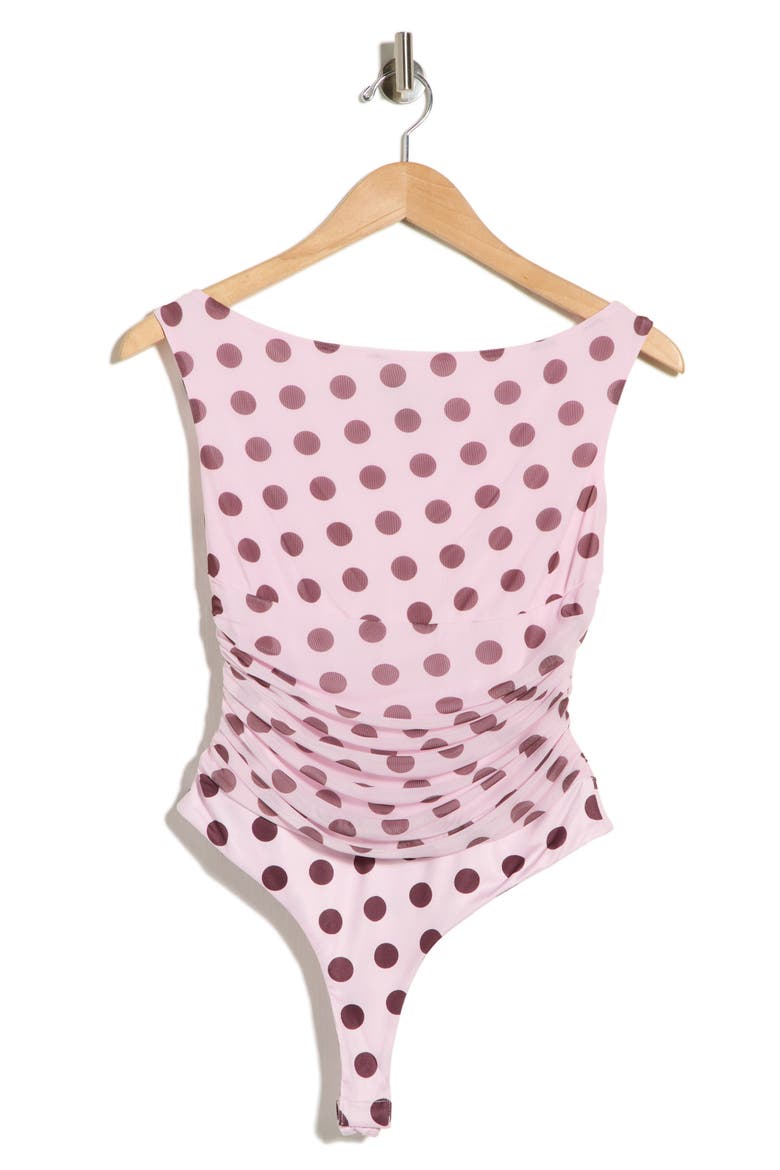 Mona Ruched Mesh Bodysuit, Alternate, color, ROSE DOT