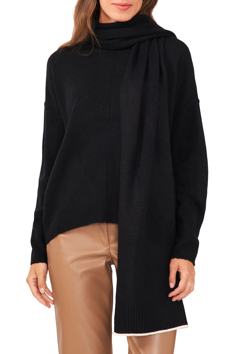 Halogen<sup>®</sup> Crewneck Sweater with Scarf, Alternate, color, 