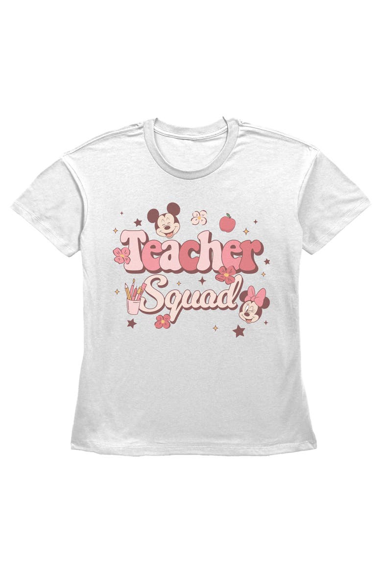 Women's Happy Teacher Squad Short Sleeve Straight Fit T-Shirt, Main, color, White