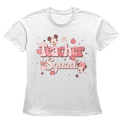 Women's Happy Teacher Squad Short Sleeve Straight Fit T-Shirt