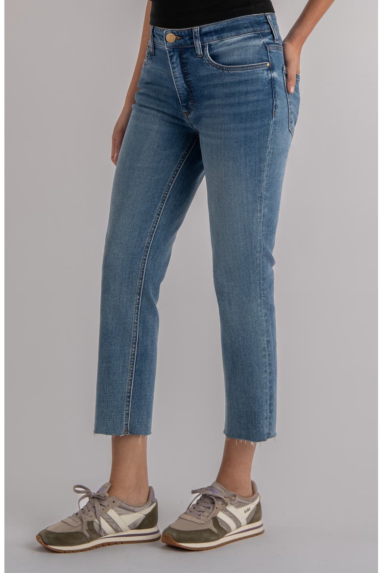 Rachael Fab Ab Raw Hem High Waist Crop Mom Jeans, Alternate, color, ADHERENT
