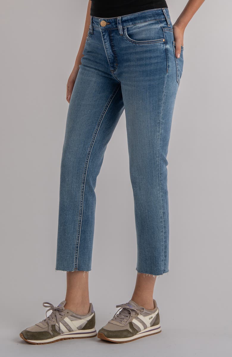 KUT from the Kloth Rachael Fab Ab Raw Hem High Waist Crop Mom Jeans, Alternate, color, Adherent