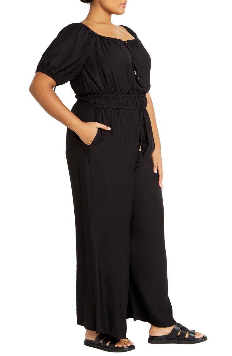City Chic Erica Wide Leg Jumpsuit, Alternate, color, Black