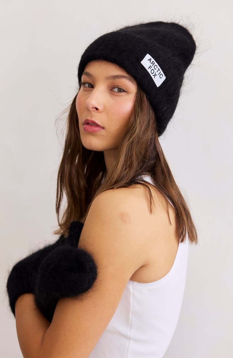 Arctic Fox & Co The Mohair & Merino Wool Blend Mittens, Alternate, color, Ebony Black