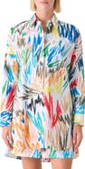 Akris punto Scribble Print Oversize Cotton Poplin Tunic Button-Up Shirt