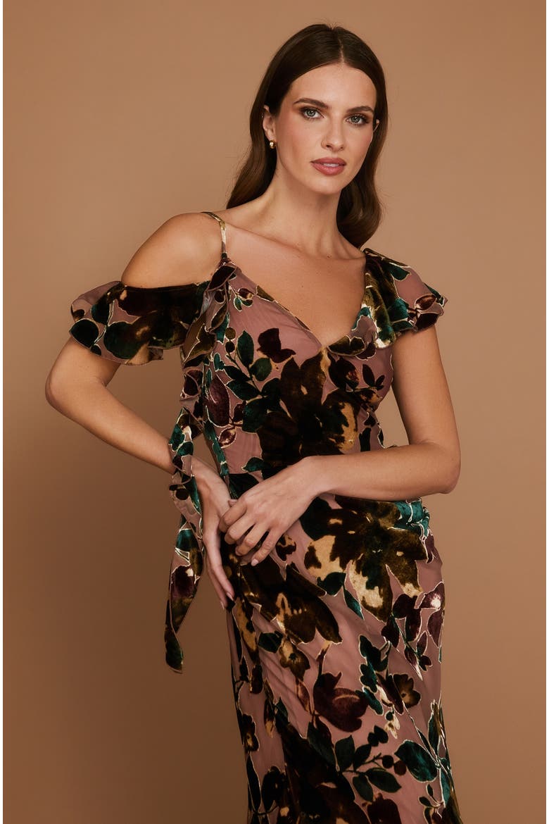 Floral Devore Strappy Dress, Alternate, color, Turquoise