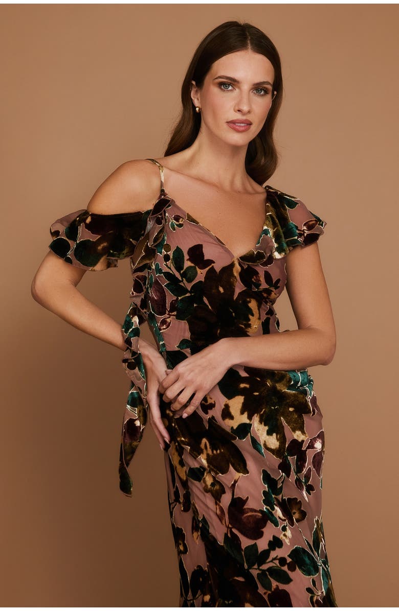 Six Stories Floral Devore Strappy Dress, Alternate, color, Turquoise