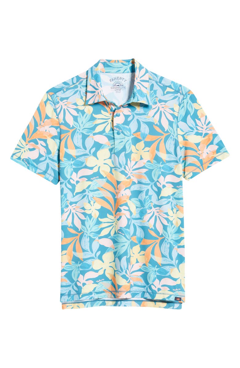 Faherty Shorelite UPF Water Repellent Short Sleeve Quarter Snap Polo, Main, color, 