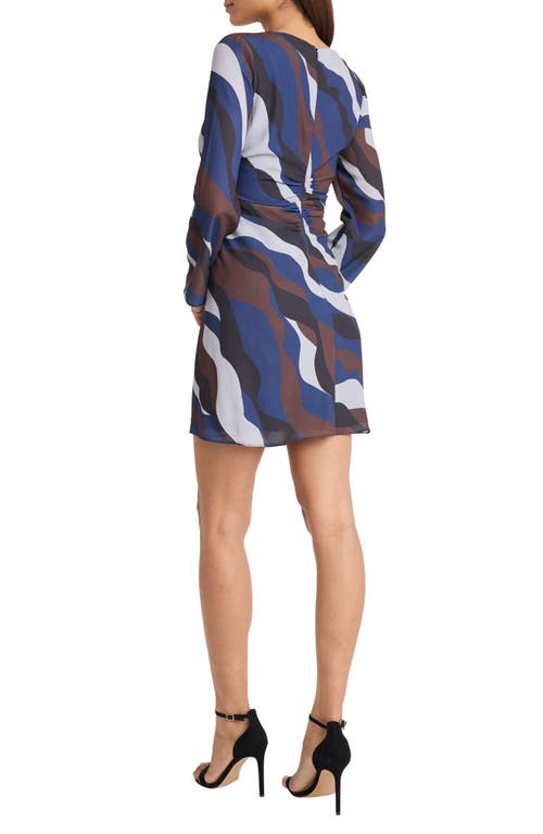 Donna Morgan For Maggy Long Sleeve Wavy Stripe A-line Minidress In Multi