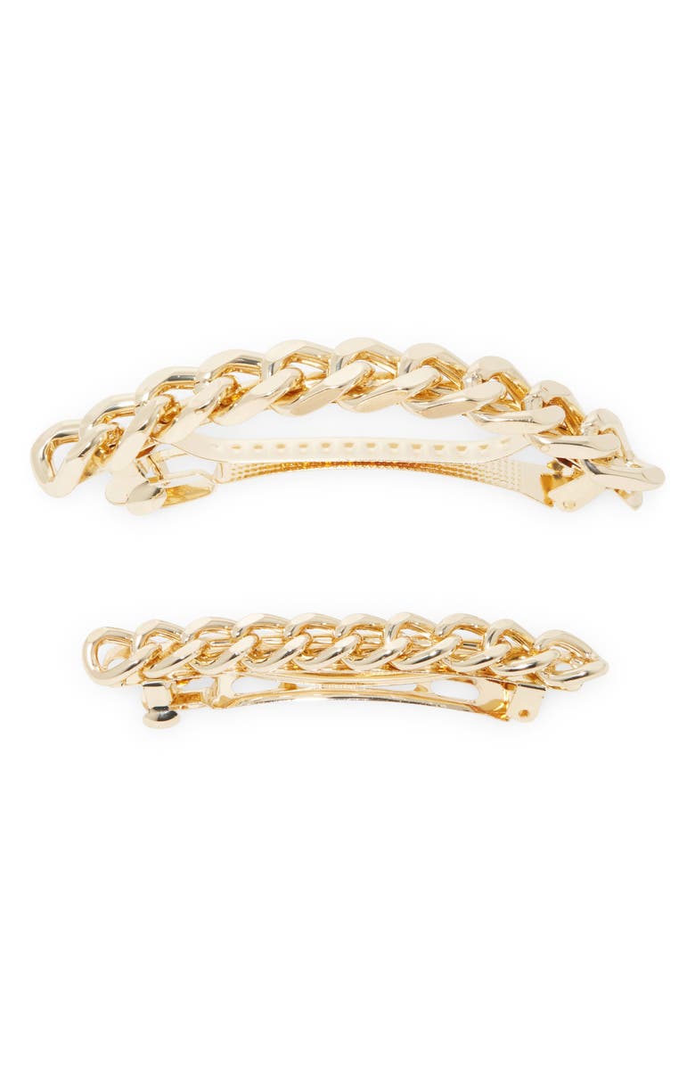 Tasha Set of 2 Chain Link Barrettes, Main, color, Gold