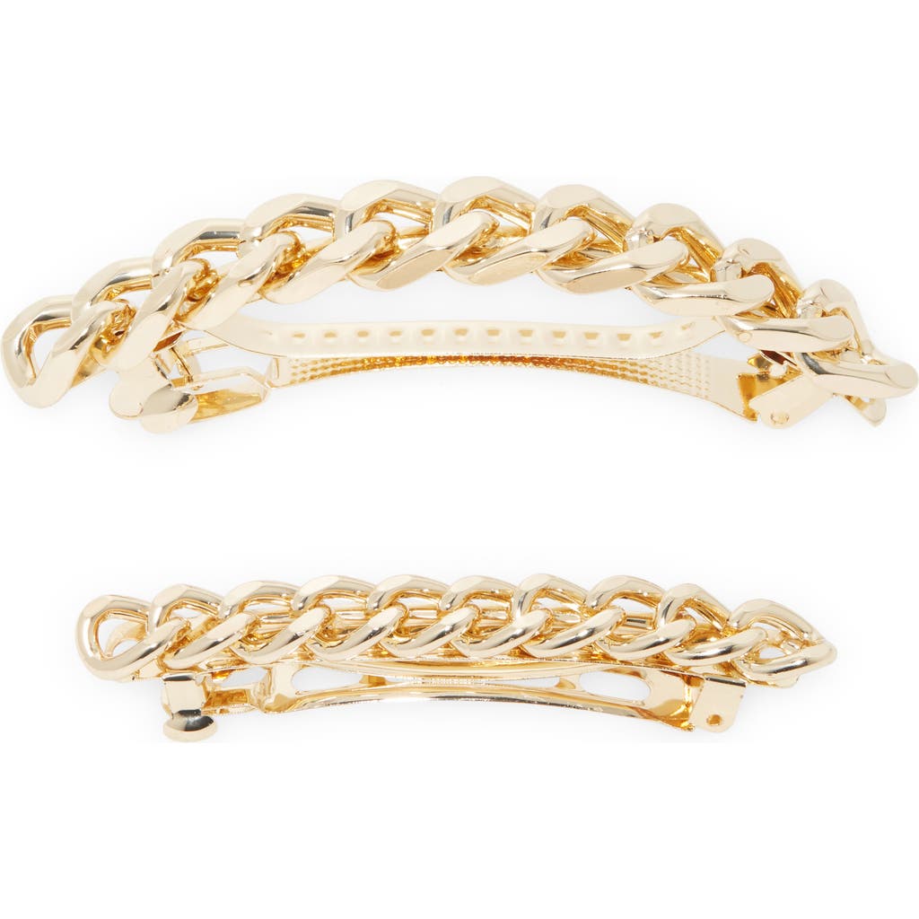 Tasha Set Of 2 Chain Link Barrettes In Gold