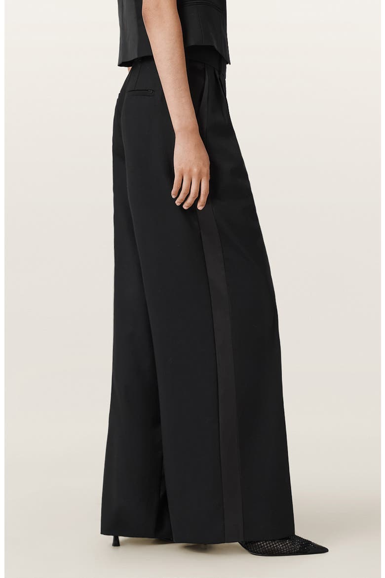 Noa Stretch Wool Blend Wide Leg Pants, Alternate, color, BLACK