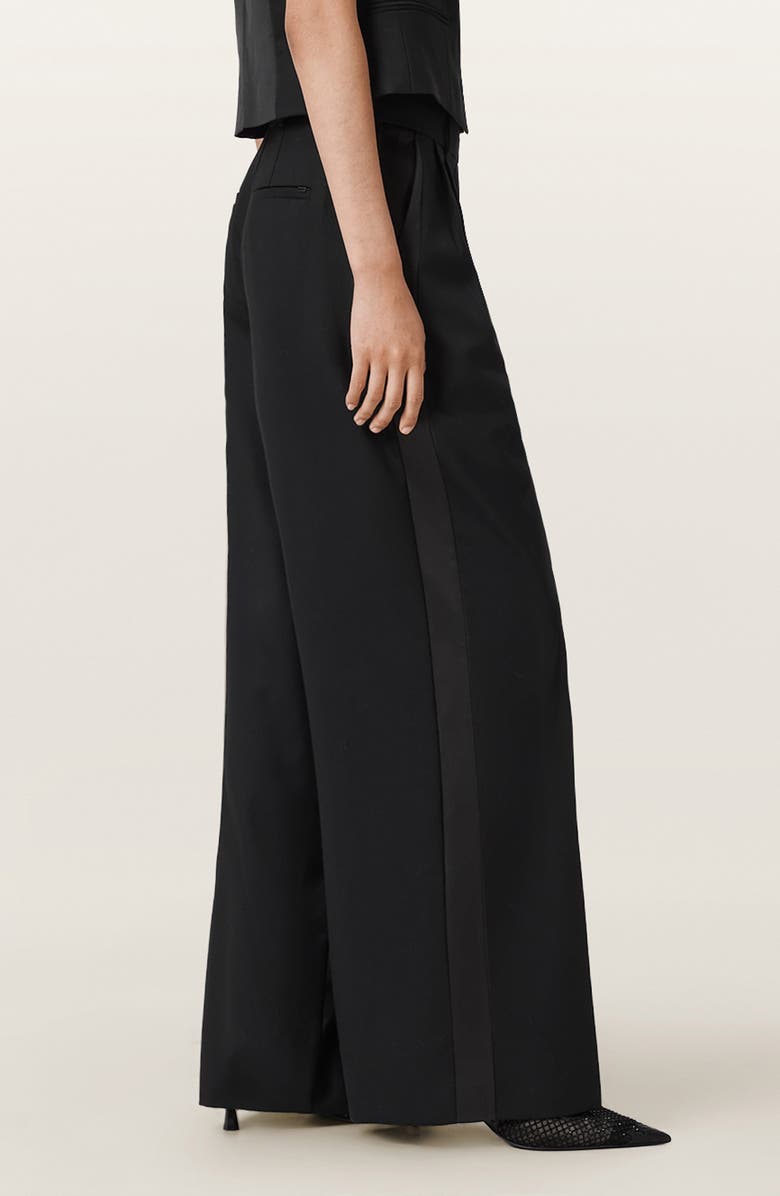 AllSaints Noa Stretch Wool Blend Wide Leg Pants, Alternate, color, Black