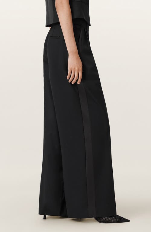 Allsaints Noa Stretch Wool Blend Wide Leg Pants In Black