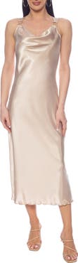 TASH AND SOPHIE Satin Cowl Neck Dress