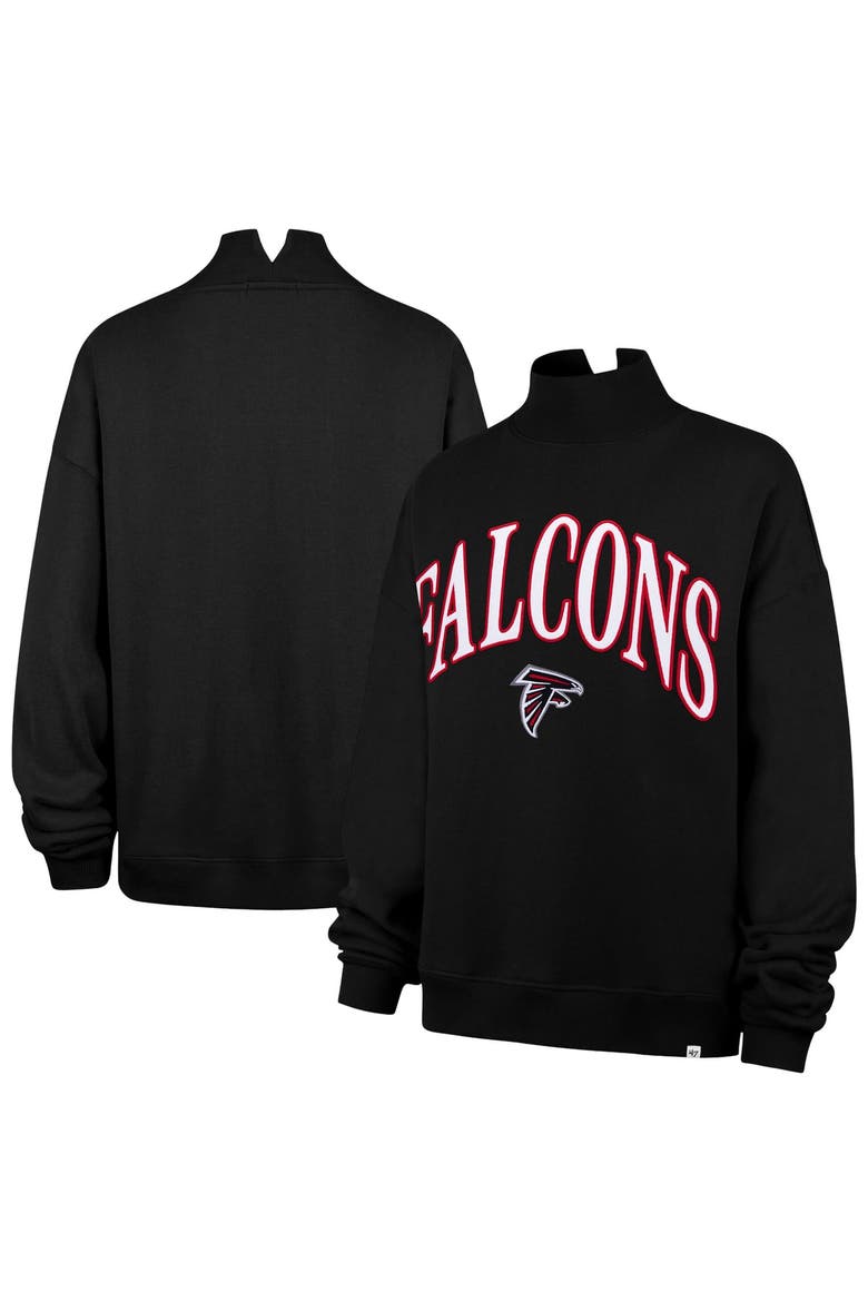 Women's '47 Black Atlanta Falcons Oversized Vantage Mock Neck Sweatshirt, Main, color, Black