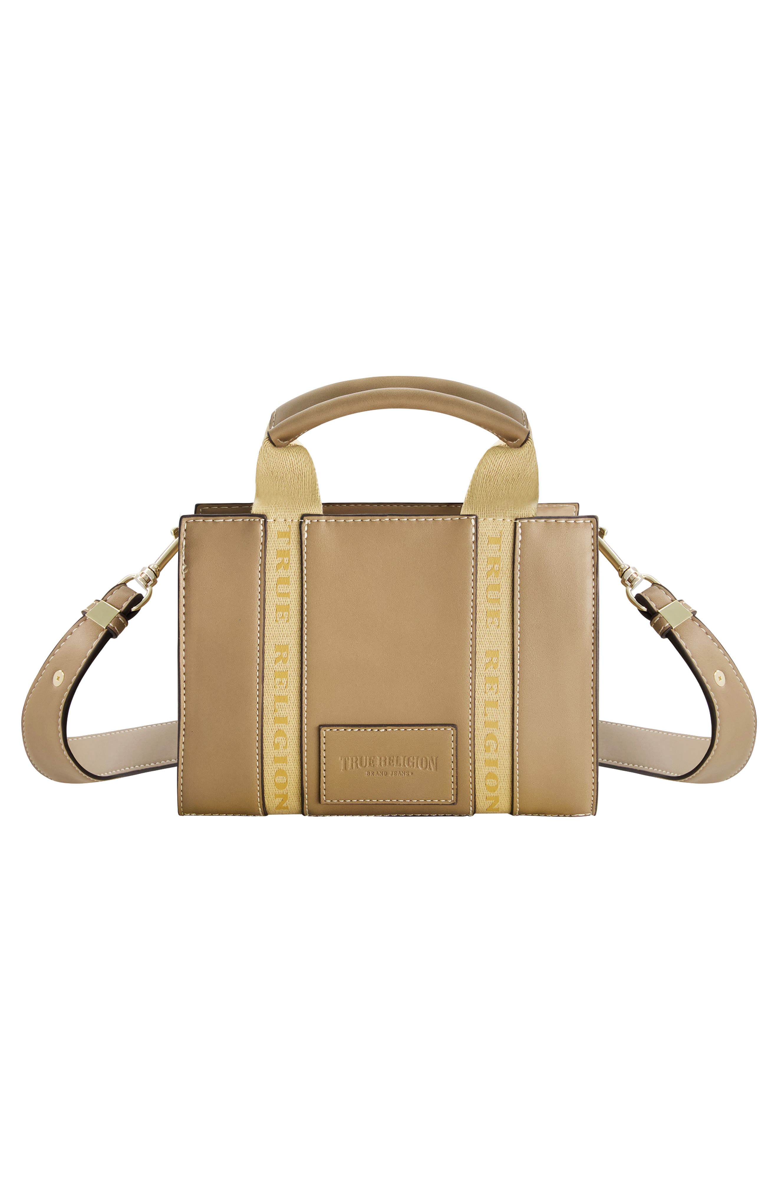 True Religion Mini Logo Convertible Tote Bag, Alternate, color, Taupe