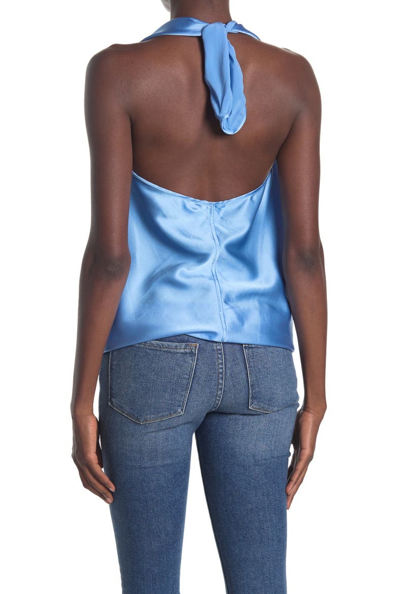 Convertible Stretch Silk Charmeuse Top, Alternate, color, CLOUD BLUE