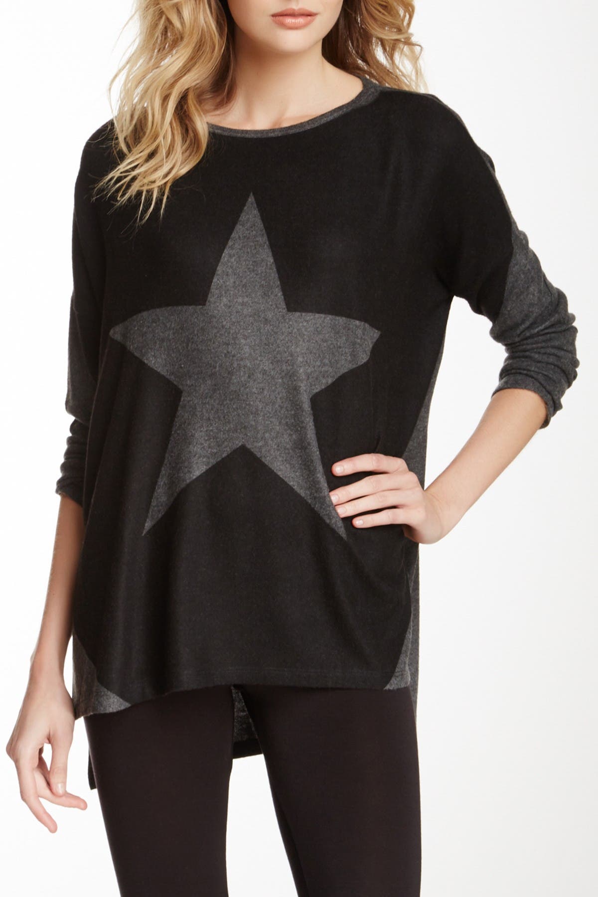 Dolman Elbow Patch High/Low Sweater - image 3