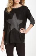 GO COUTURE Dolman Elbow Patch High/Low Sweater